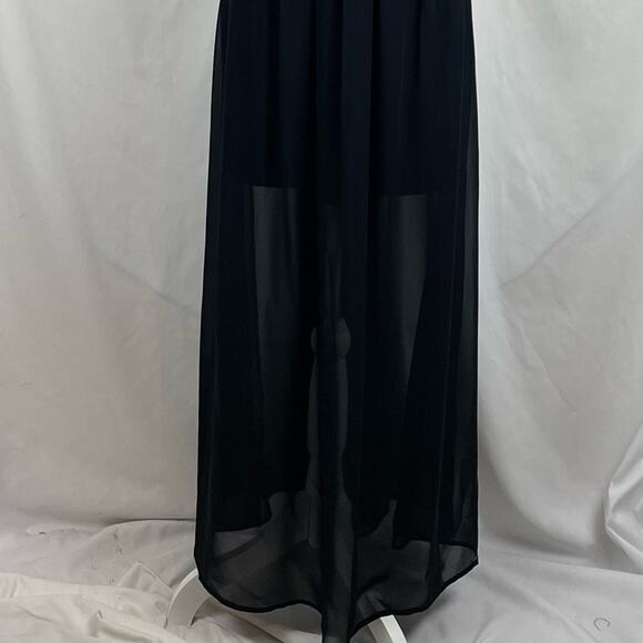 LC Lauren Conrad Black Crocheted Sheer Skirt Party Event Maxi Dress NWT - Picture 3 of 11